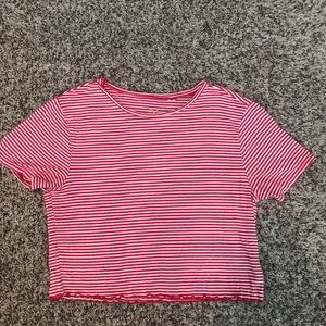 red and white striped crop top